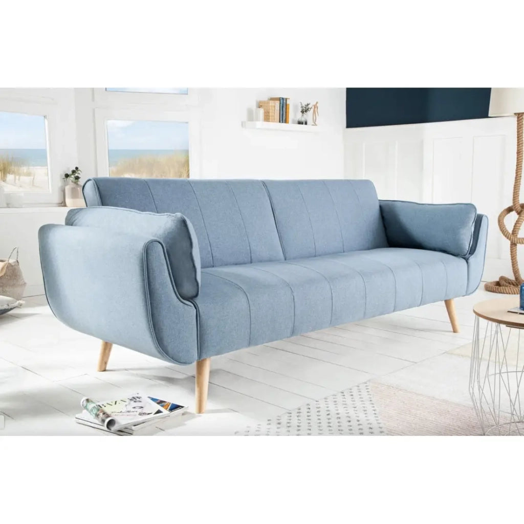 Divano dritto DANNA azzurro chiaro – Divano scandinavo trasformabile in tessuto