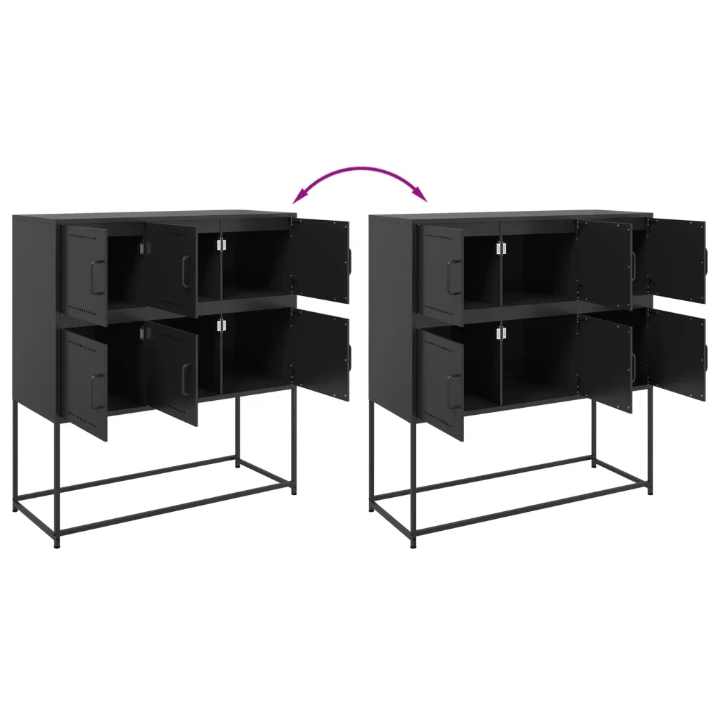 Credenza | Madia | Buffet da pranzo | Armadio da pranzo Nera 100,5x39x107 cm in Acciaio