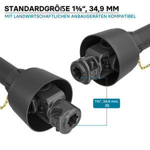 Albero cardanico T5 Giunto cardanico 700mm 620Nm 540rpm Cardano 54kW (74CV) 2x 1 3/8" 6 denti