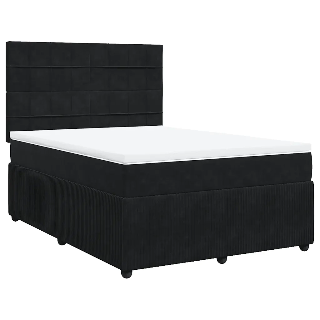 Giroletto a Molle con Materasso Nero 140x190 cm in Velluto 3292336