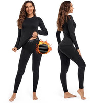 Set di base termoisolante per sci - Abbigliamento base per sci - Abbigliamento base femminile - Set con imbottitura a pelo di coniglio - Materiale elastico - Ottimo comfort di portata