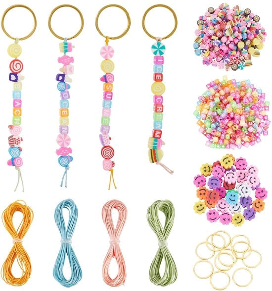 Kit per creare collane colorate - Accessori per gioielli DIY - Sierade per chiavi - Filo acrilico - Filo intrecciato - Accessori vari