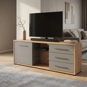 porta tv un anta tre cassetti moderno minimal in legno cm 161 5x40x65 h - ELLI