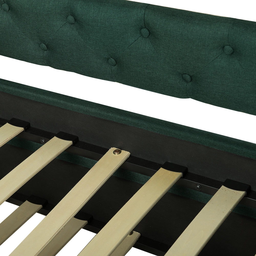 Letto estraibile in tessuto verde tappezzeria Small Single Size Guest Underbed abbottonato