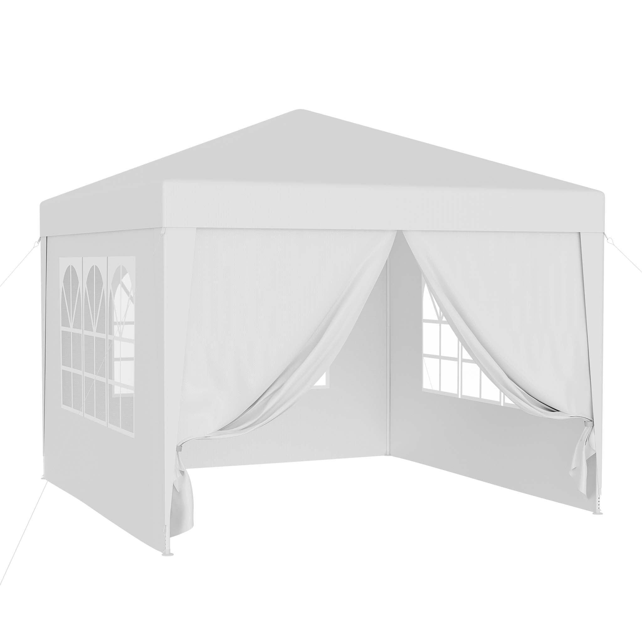 Gazebo 3 x 3 m in bianco con protezione UV 50+, tendone da giardino con lati rimovibili, tenda da festa con finestre, ad esempio per terrazze e festival