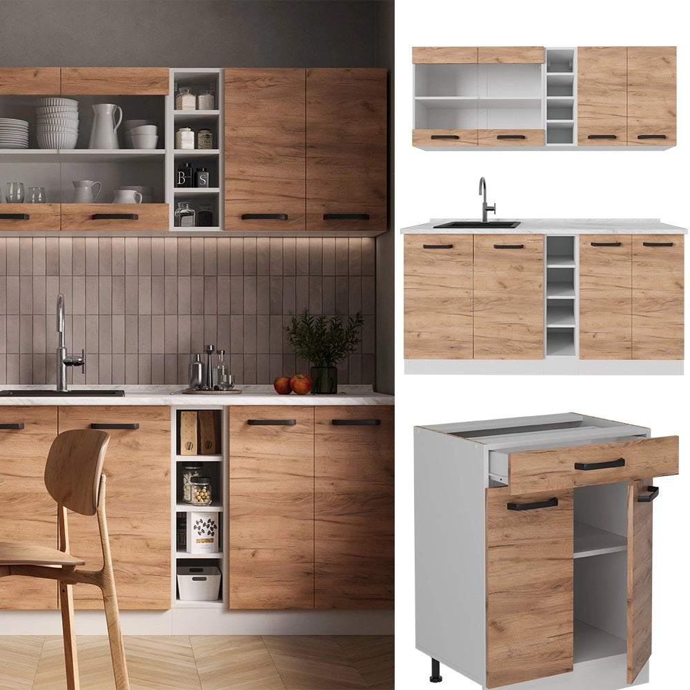 Vicco Cucina completa Quercia dorata/bianco 160 cm PL Rovere