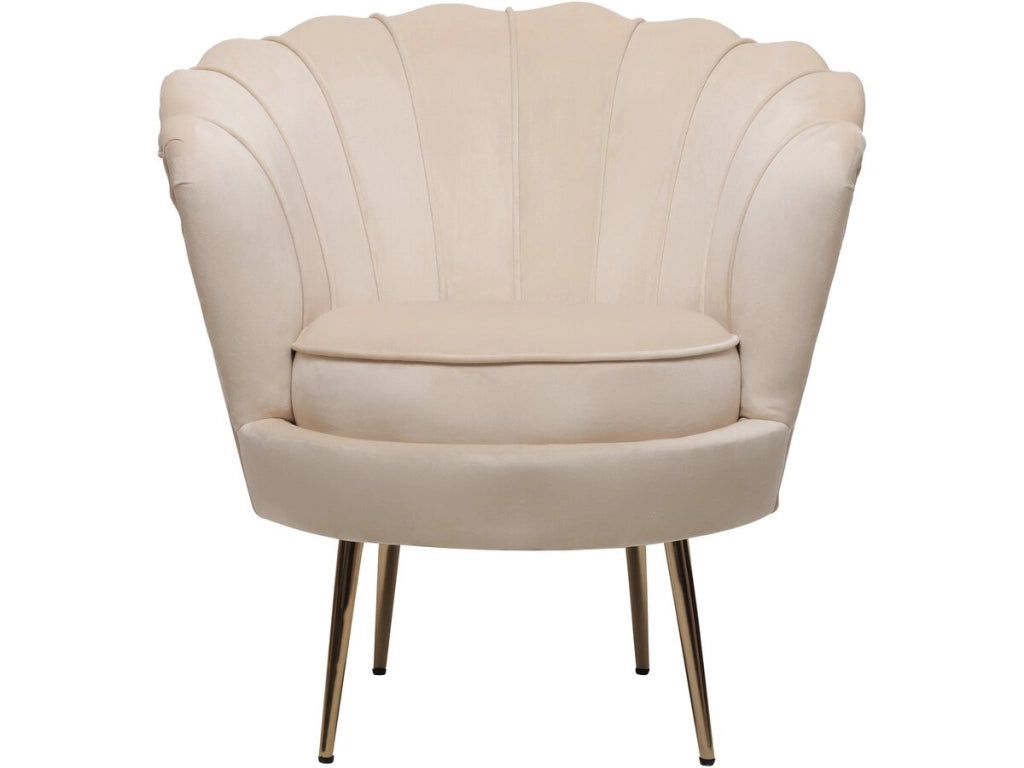 Poltrona "Floria" in velluto - 75 x 68 x 77,5 cm - Beige