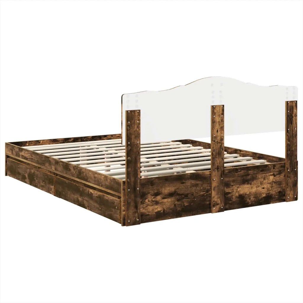 Letto con Contenitore con testiera Rovere fumé 160 x 200 cm 3413079