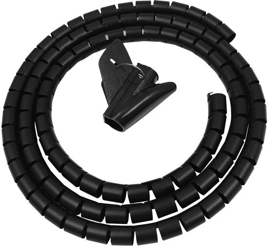 Organizzatore di cavi - Spiraal di chiusura del cavo - Flessibile e Sicuro - Nero - Organizzatore di cavi - Ideale per Casa e Ufficio - 22mm 2M
