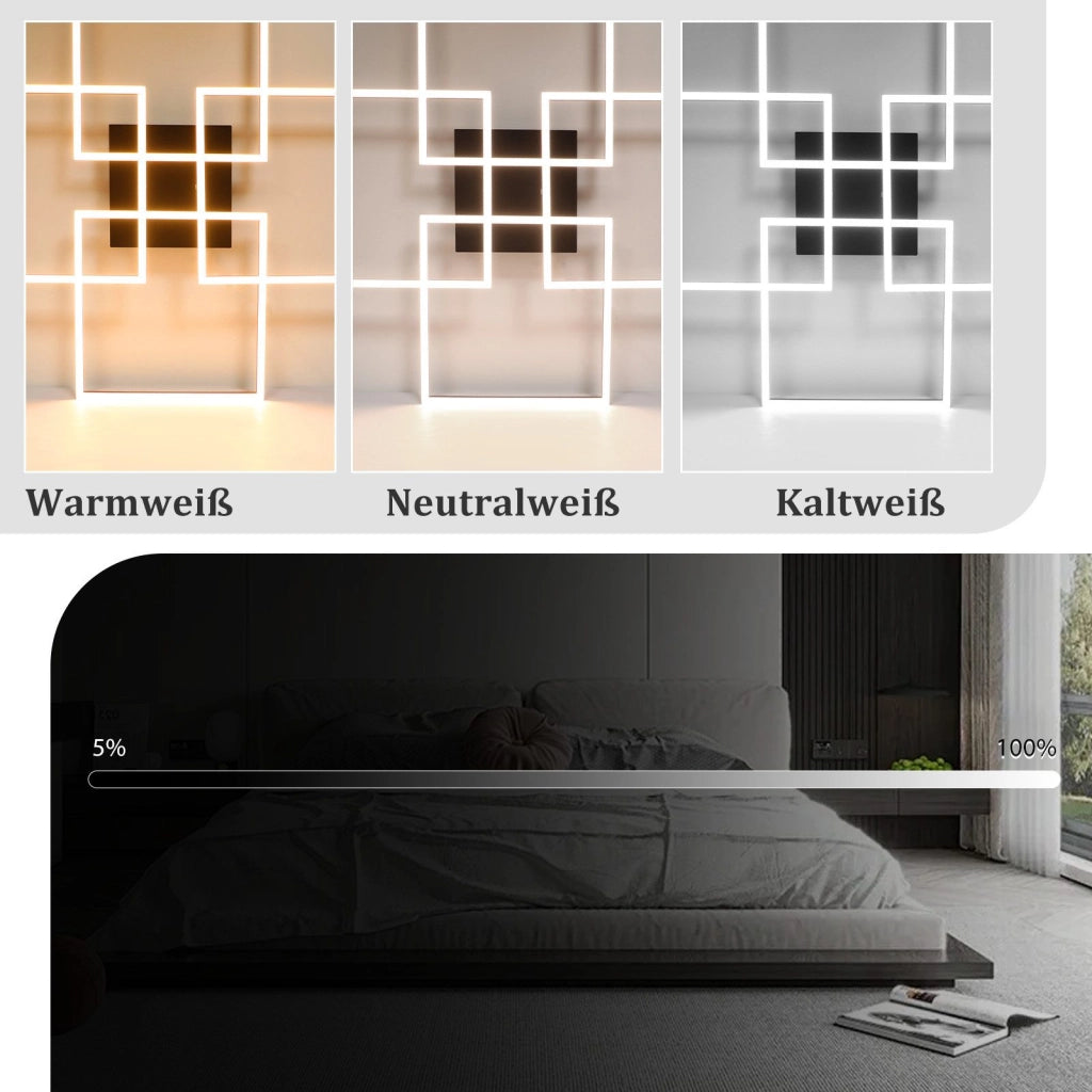ZMH Lampada da soffitto plafoniera LED nera rettangolare 72cm 48W dimmerabile per soggiorno