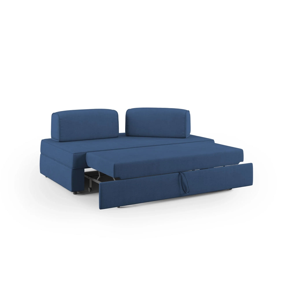 Liberty Divano senza pouf estraibile e schienali movibili in tessuto morbido impermeabile T02 200 cm blu