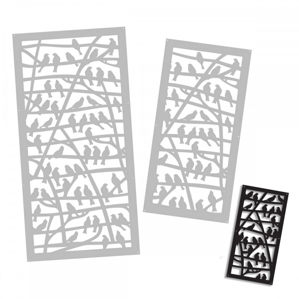 BIRDS - Pannello in PVC traforato - Parasole Misura: 50x150 cm, Colore: nero