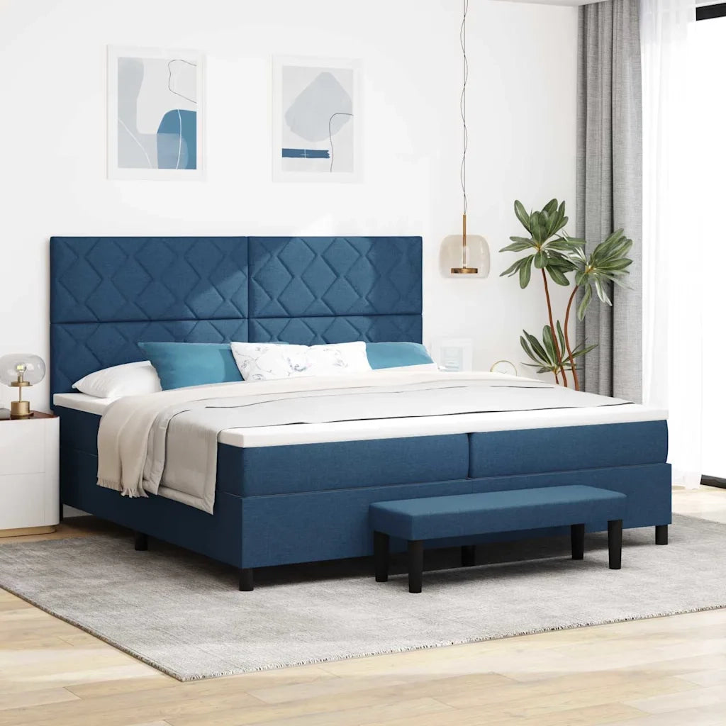Letto a molle con materasso Blu 200 x 200 cm Tessuto