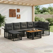Set Divano da Giardino 8 pz Nero e Grigio scuro polyrattan 3438001