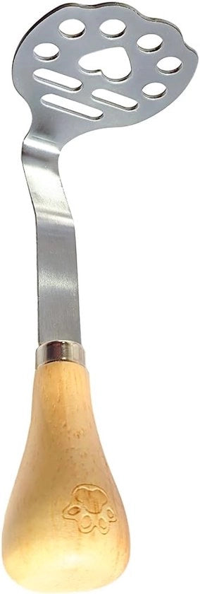 Stampatore di Patate in Legno 15 cm - Stampatore di Cibo in Acciaio Inox per Avocado e Verdure con Base Piana (Stabile da Solo)