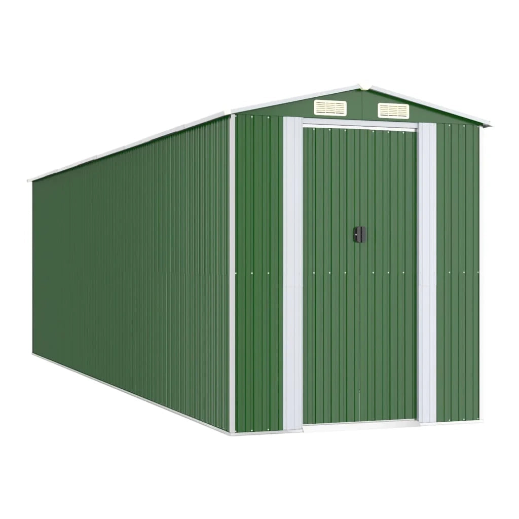 Casetta da giardino cabina ripostiglio casetta da esterno robusta casetta per attrezzi 192 x 689 x 223 cm acciaio zincato verde 02_0022367