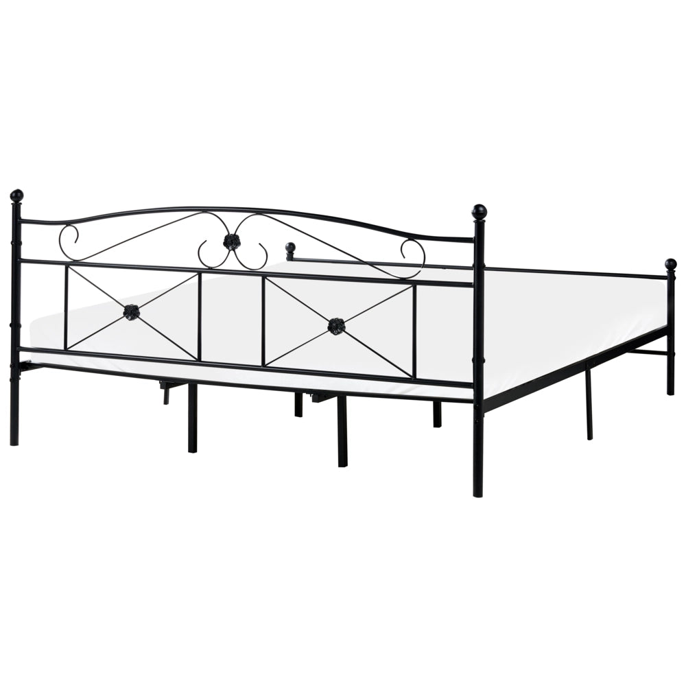 Letto 180 x 200 cm con struttura in metallo Nero Rete a doghe retrò