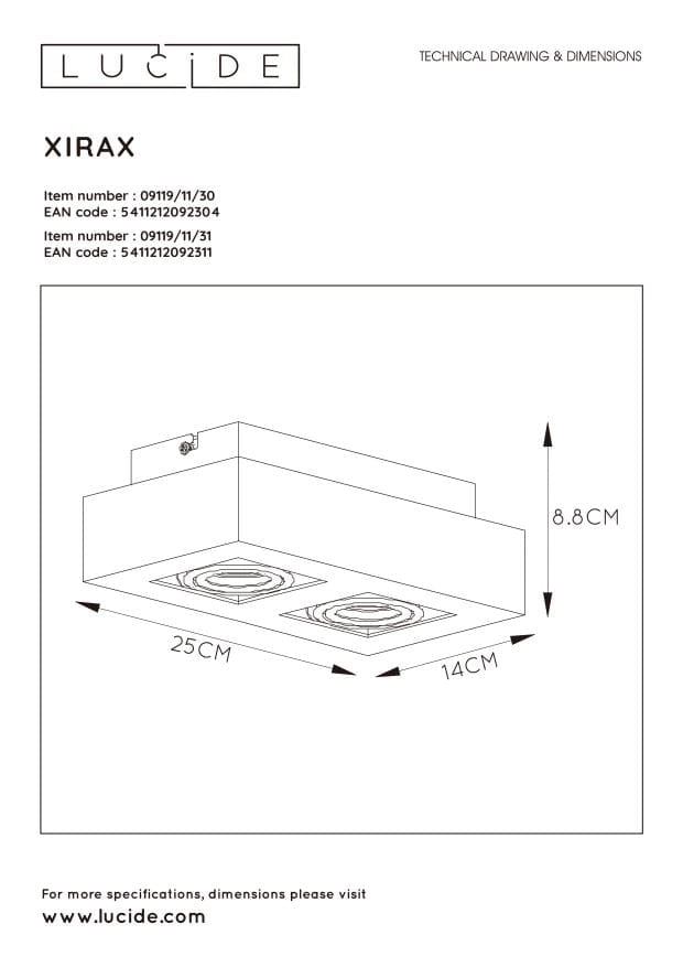 Faretto Lucide Xirax 2 luci bianco GU10 5W CCT 2200-3000K