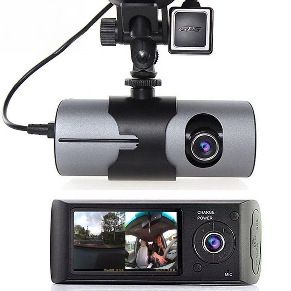 Trade Shop - Dvr Per Veicoli Auto Con Doppia Camera Frontale E Posteriore Con Sensore Gps -