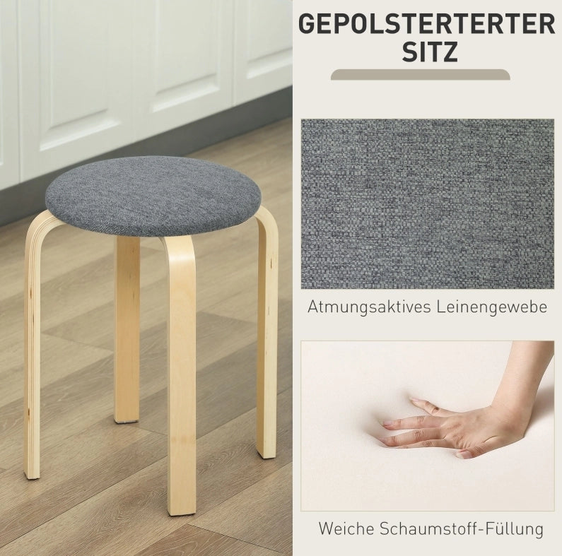 Set di 4 sgabelli impilabili grigi in legno