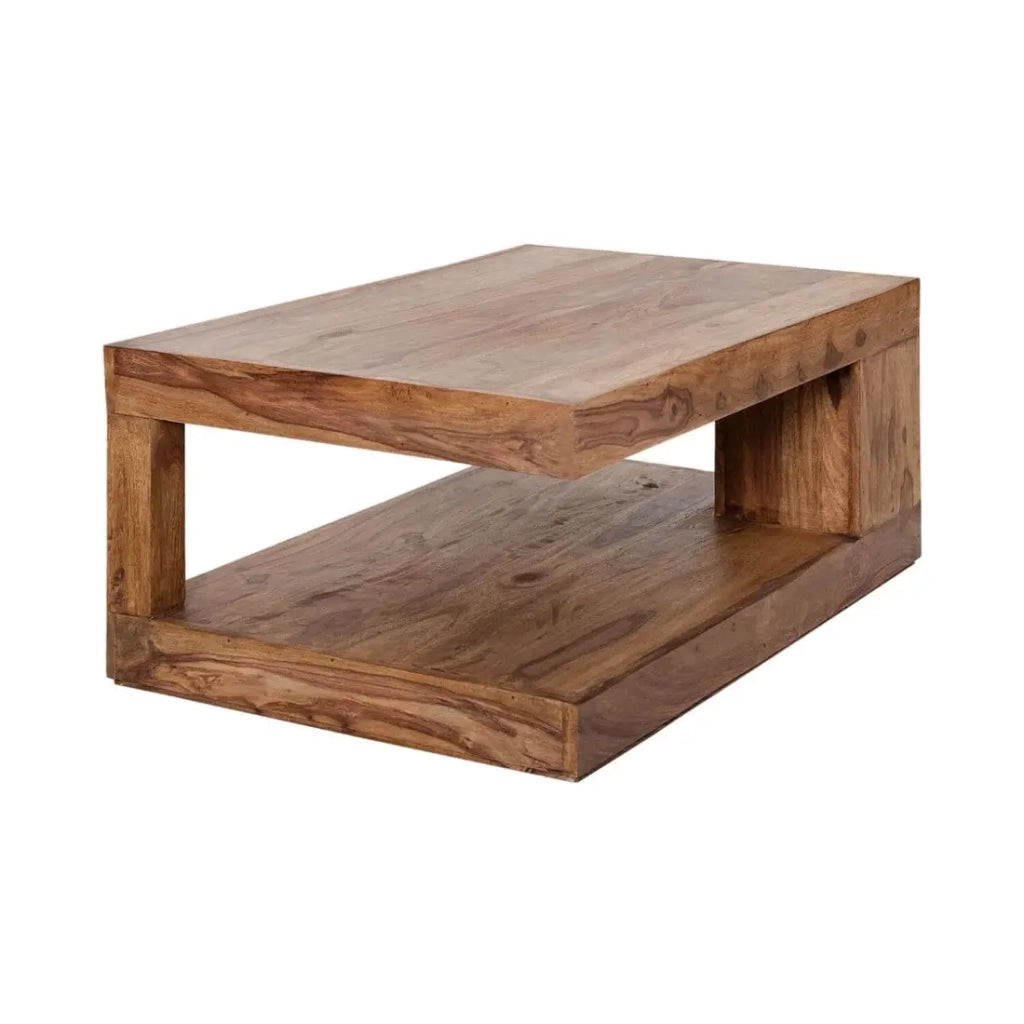 Tavolino basso GRADI 90 cm in legno massiccio di Sheesham – Tavolino basso rettangolare con spazio di stoccaggio
