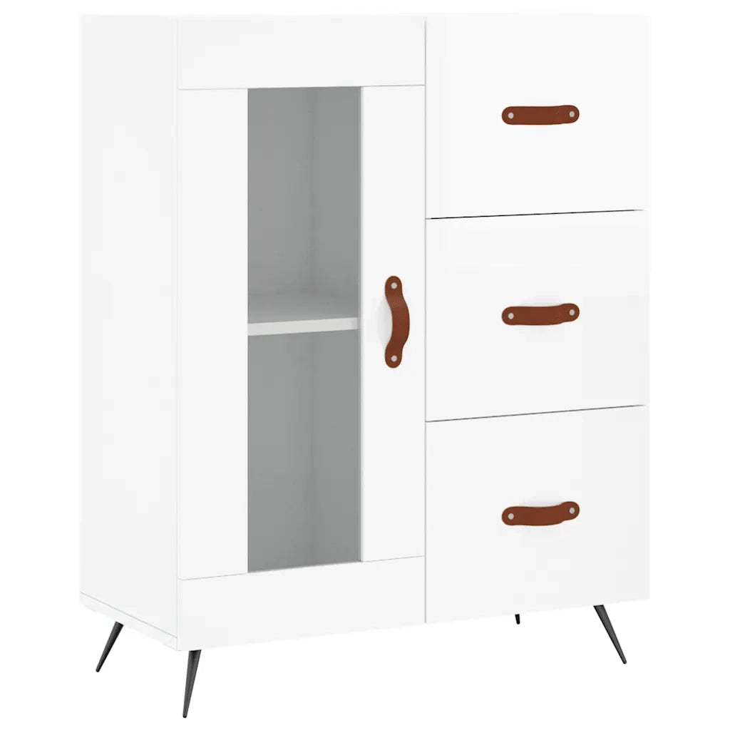 Credenza-Buffet-Armadio da cucina 69,5x34x90 cm in Legno Multistrato Bianco Lucido 258900