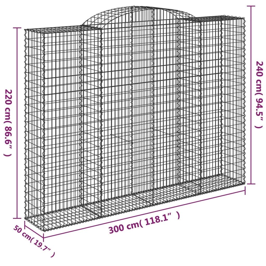 Cesti Gabbioni ad Arco 5 pz 300x50x220/240 cm Ferro Zincato 3146812