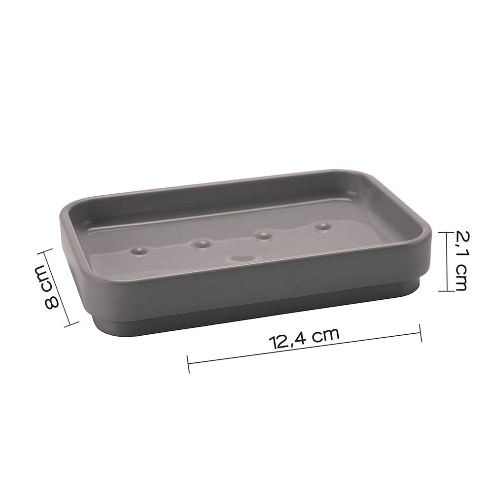 Set portaspazzolini, dosasapone e portasapone d' appoggio Gedy linea Seventy grigio