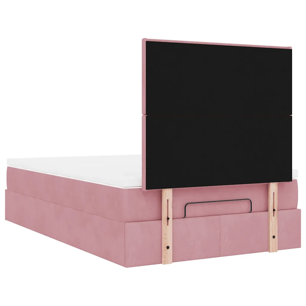 Struttura Letto Pouf con Materassi Rosa 120x190 cm Velluto 3314239