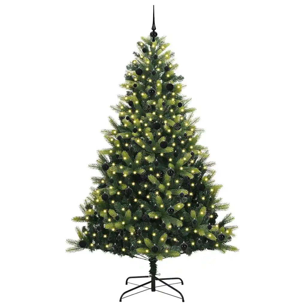 Albero di Natale Artificiale a Cerniera-Albero Natalizio con 300 LED 240 cm 619951