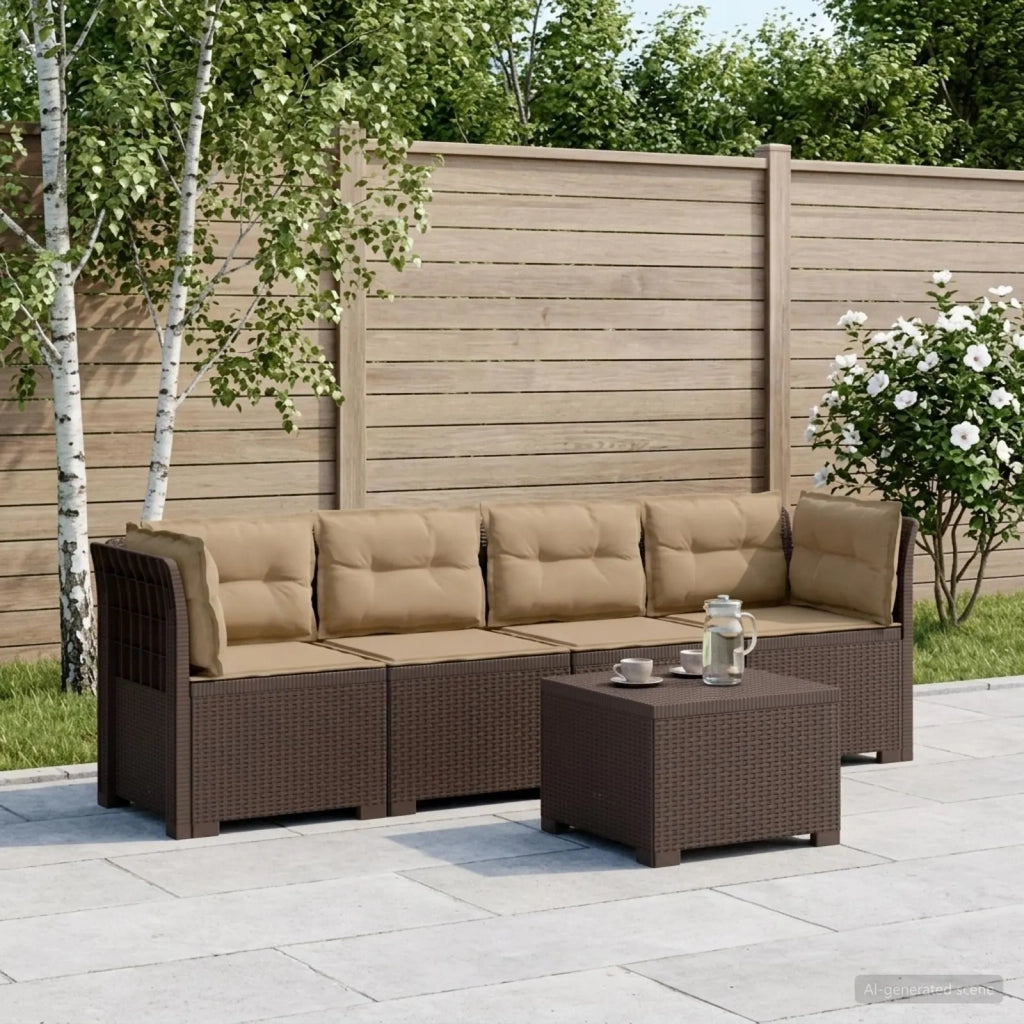 Divano da Giardino a 4 Posti con Cuscini in Stile Rattan PP 3443876