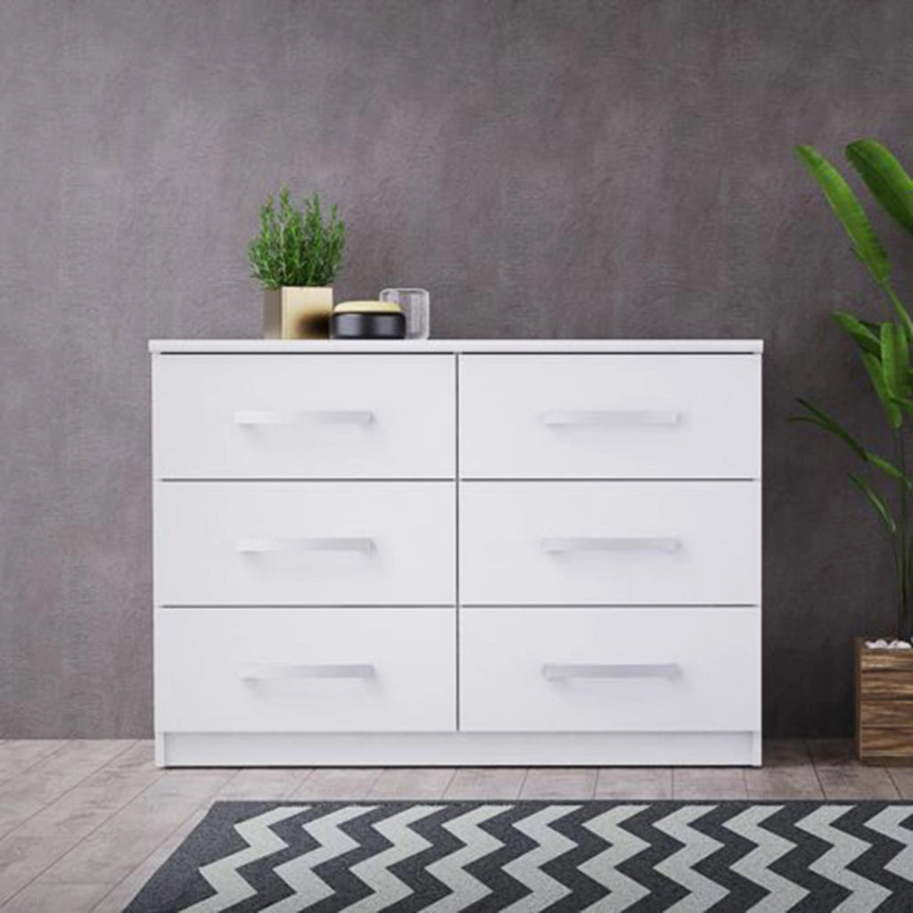 Laganaro, Cassettiera 6 Cassetti, 112x43x79h cm Bianco