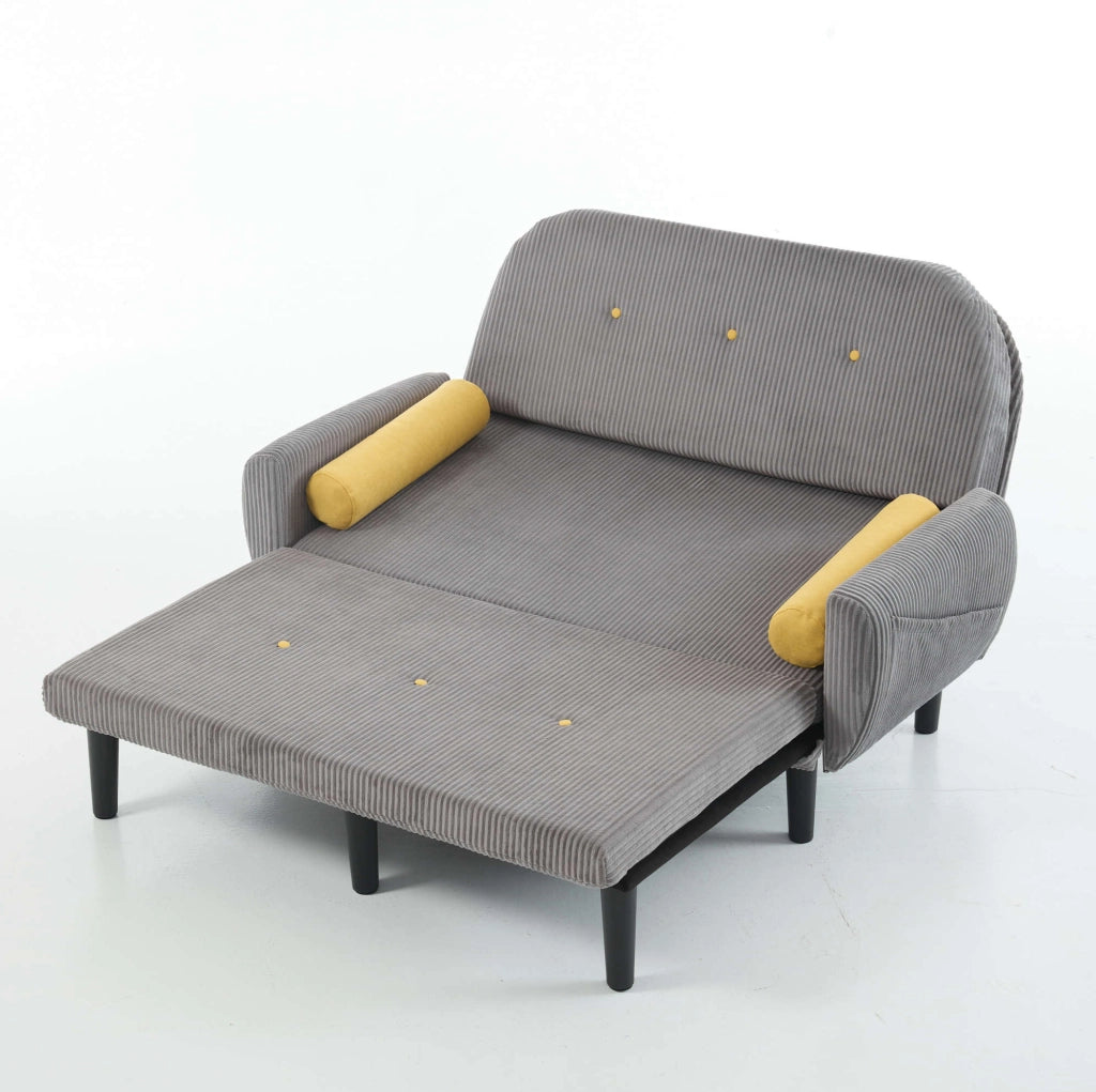 Divano multiforme 133.5x77x85 cm reclinabile in velluto grigio