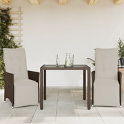 Set BistrÃ² da Giardino 3 pz con Cuscini in Polyrattan Marrone
