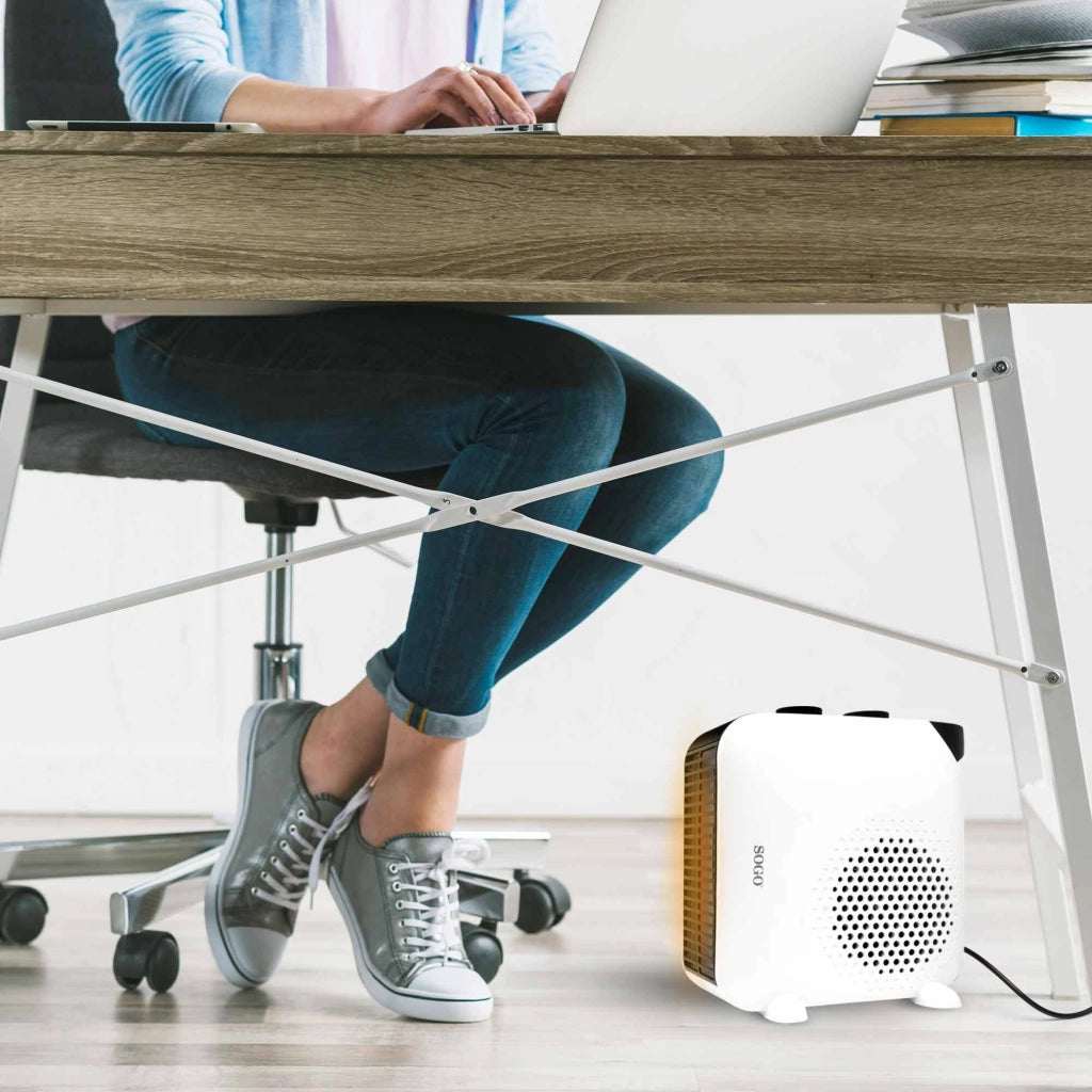 Termoventilatore elettrico turbo 2000W, 2 velocità e posizioni, termostato regolabile, riscaldamento rapido casa - SOGO