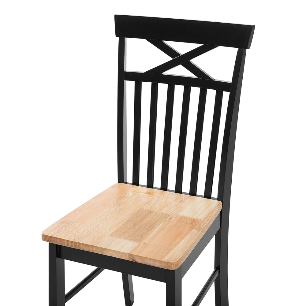 Set da pranzo in legno massello Nero con piano in legno chiaro a 4 posti 120 x 75 cm moderno scandinavo