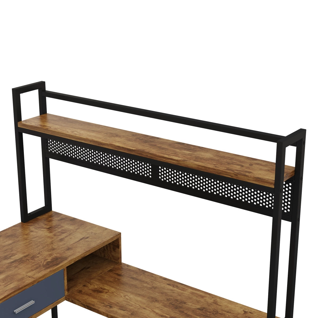 Scrivania angolare industriale 140x140 cm con contenitore