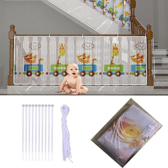 Rete di sicurezza per protezione delle scale per bambini - rete di protezione per animali - rete di sicurezza per bambini e animali domestici - design giraffa - 300 x 78 cm
