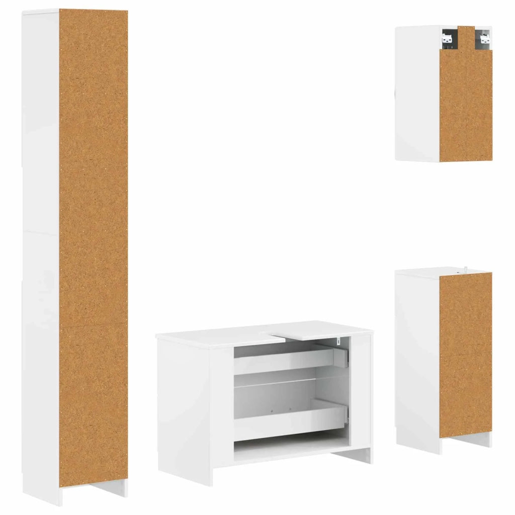 Set di Mobili da Bagno da 4 Pezzi UTRECHT Bianco Lucido 3417976