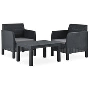 Set Divani da Giardino 3 pz | Set Salotto da Giardino con Cuscini in Rattan PP Antracite
