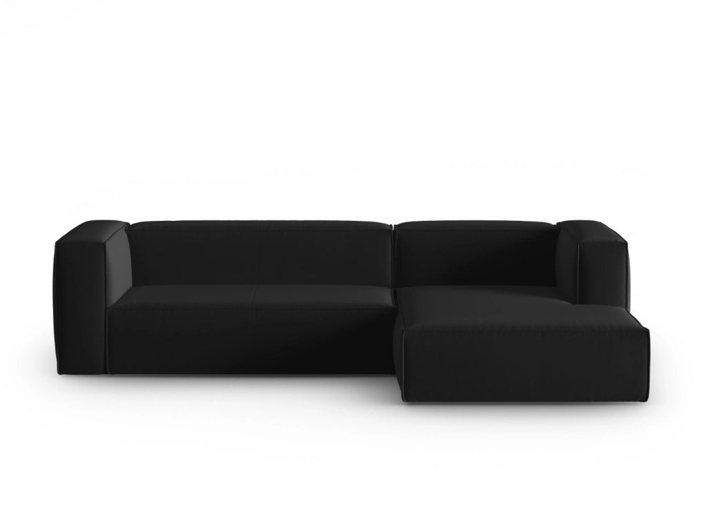 Cosmopolitan Design - Divano angolare destro "Mackay" 4 posti in velluto nero 