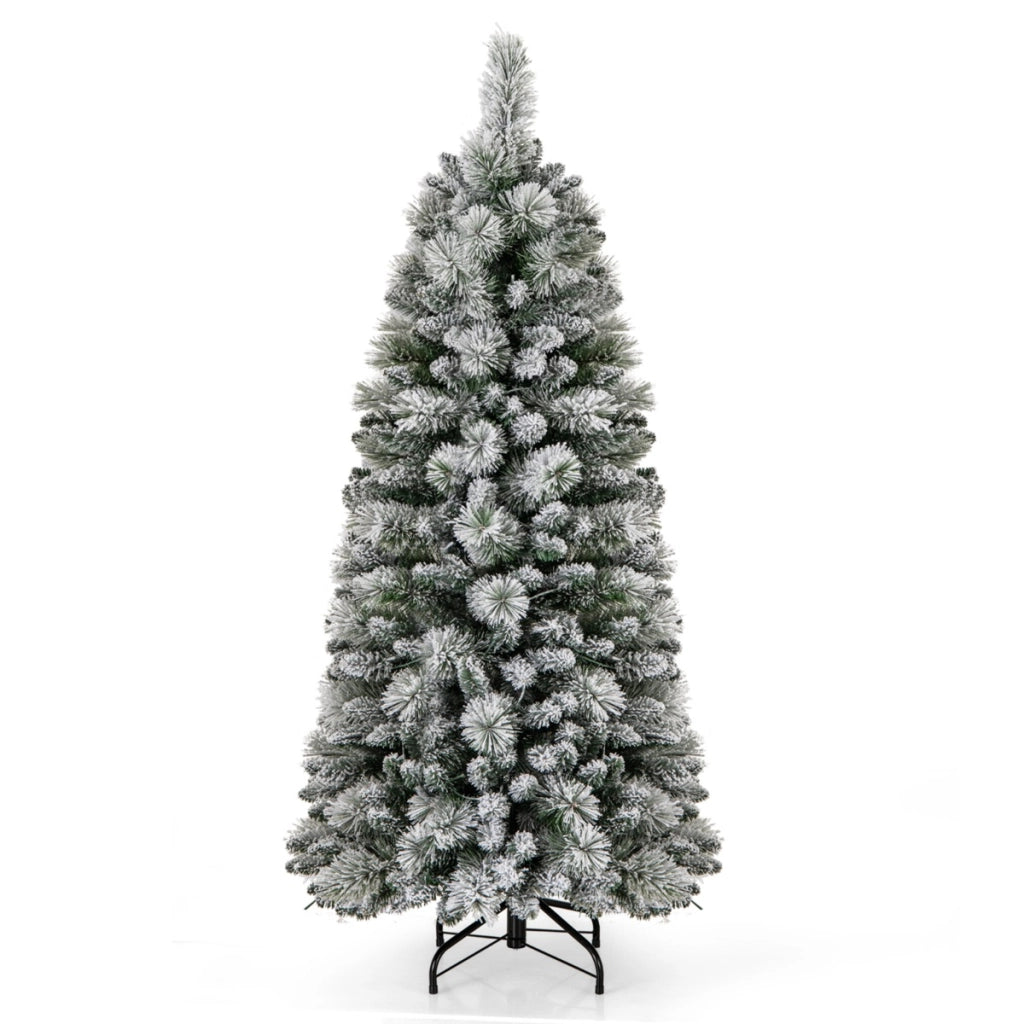 Albero di Natale pop-up 150cm con aghi di pino luci led bianco caldo sezione pieghevole, Albero decorativo artificiale-Alberi di Natale