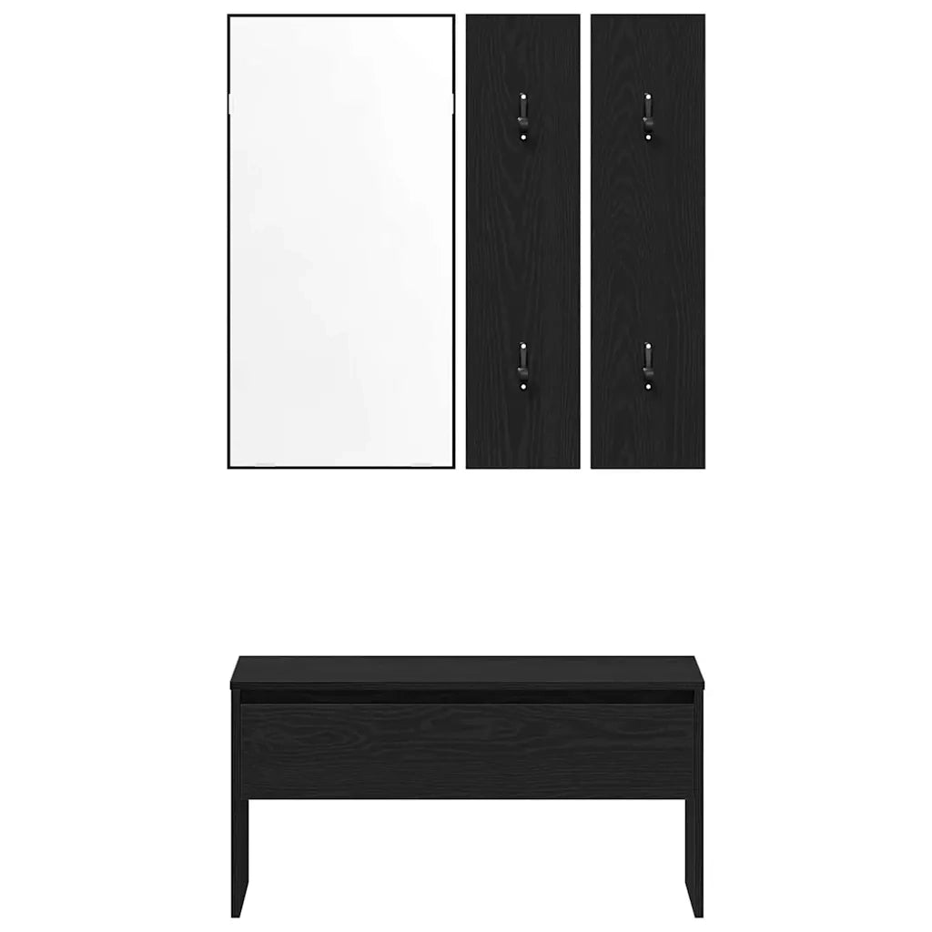Set mobili da ingresso 4 pcs Rovere Nero Legno multistrato 862107