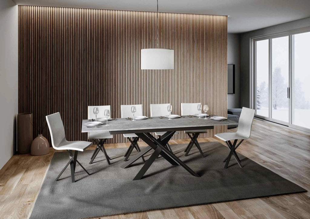 Tavolo Allungabile 160-220x90x74 cm Ganty piano Cemento bordo in tinta