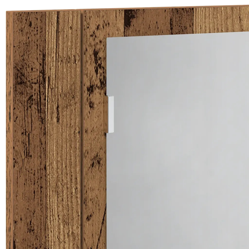 vidaXL Mobile Specchio LED Legno Antico 60x12x45 cm Legno Multistrato