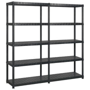 Scaffale portaoggetti a 5 ripiani 170 x 40 x 185 cm Plastica nera 02_0045702