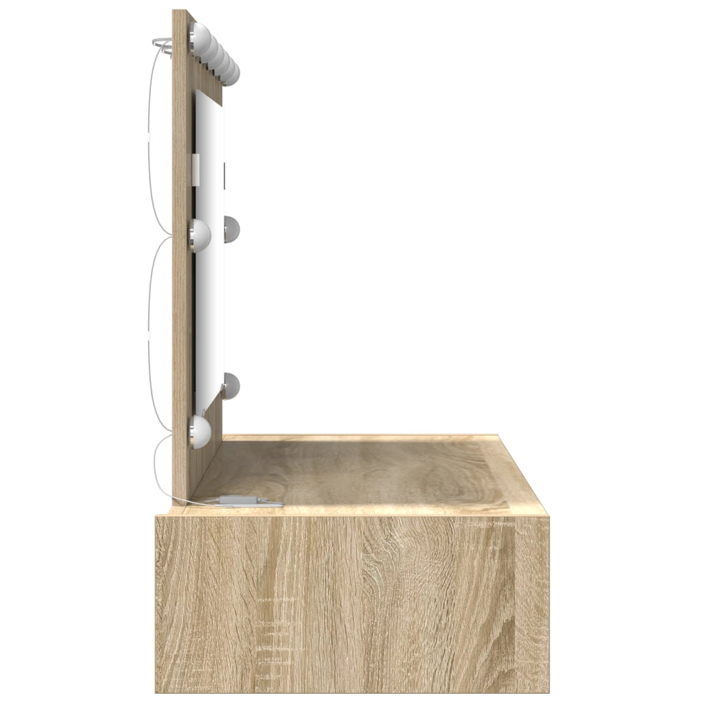 Toeletta da parete con luci LED in rovere Sonoma