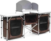 Cucina da Campeggio Opportuna in Marrone - Inclusa Postazione BBQ e Borsa di Ripristino - Cucina da Campeggio Portatile - Progettata con Robustezza
