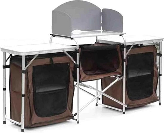 Cucina da Campeggio Opportuna in Marrone - Inclusa Postazione BBQ e Borsa di Ripristino - Cucina da Campeggio Portatile - Progettata con Robustezza