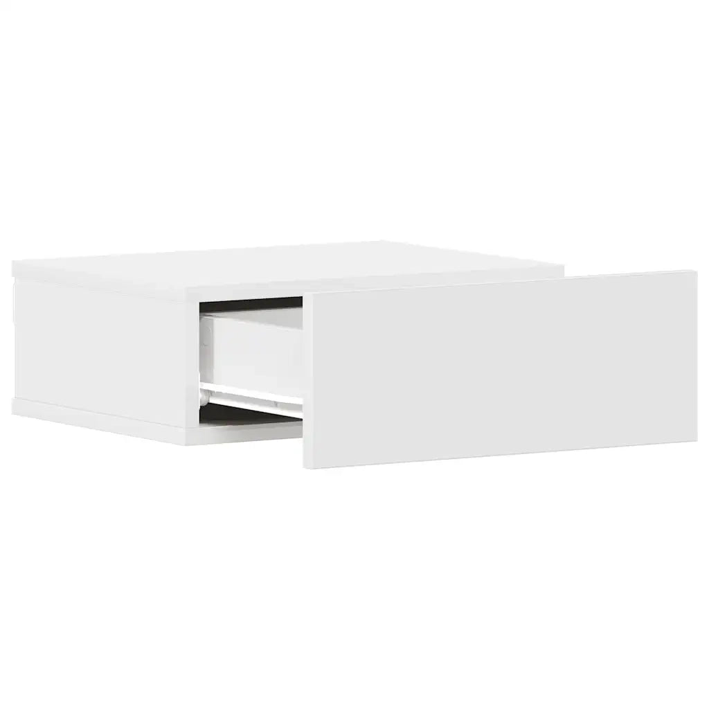 Comodini Pensili 2 pz-Set di 2 Tavolino da notte Bianchi 40x30x15 cm in Legno Multistrato